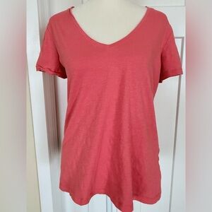 Primary Coral V-Neck Cotton Tee Shirt XS